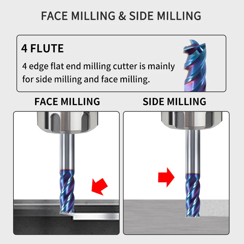 Tungsten Steel End Mill HRC 65 Carbide 4 Flute Flat End Mill cnc Turning Processing Tool Diameter 50-100mm Face Router