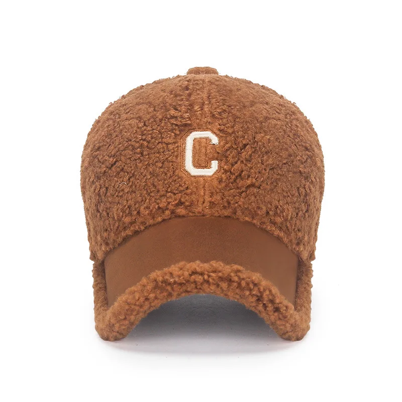 FS 2024 Fashion Winter Women Cap Street Lamb Wool Baseball Caps For Men Brown Gray Windproof Suede Warm Plush Trucker Hat Gorras