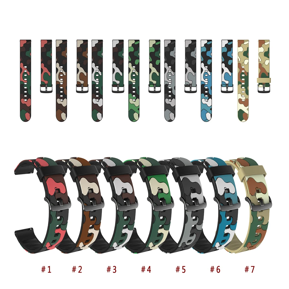 For Xiaomi Smart Watch Color Strap Silicone Camouflage Wrist Bracelet 22mm Watch band Mi Watch Color Watchband Amazfit Stratos 3