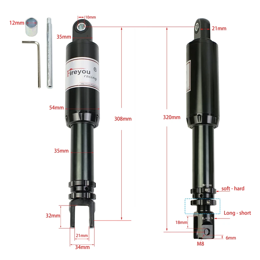 Motorcycle Rear Shocks Absorbers Rear Hydraulic Suspension 280mm 290mm 308mm 320mm Fork Damp Scooter Street Dirt Pit Bike Moto