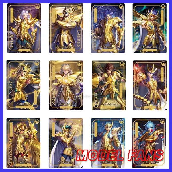 

MODEL FANS 12pcs/set Original Saint Seiya 30th Anniversary Limited Shining Card Exclusive Gold Saint Figure Card Commemorative