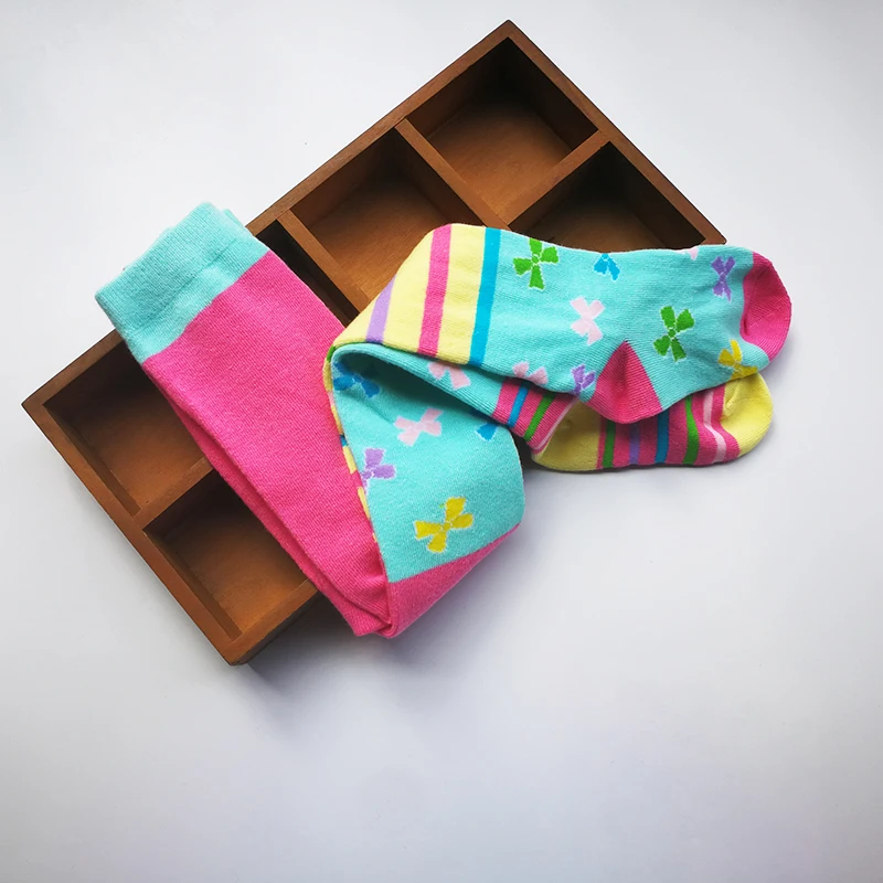 Spring Autumn Children Striped Tights Baby Girl Pantyhose Cotton Knitted Cotton Cute Kids Stocking Patchwork Tights