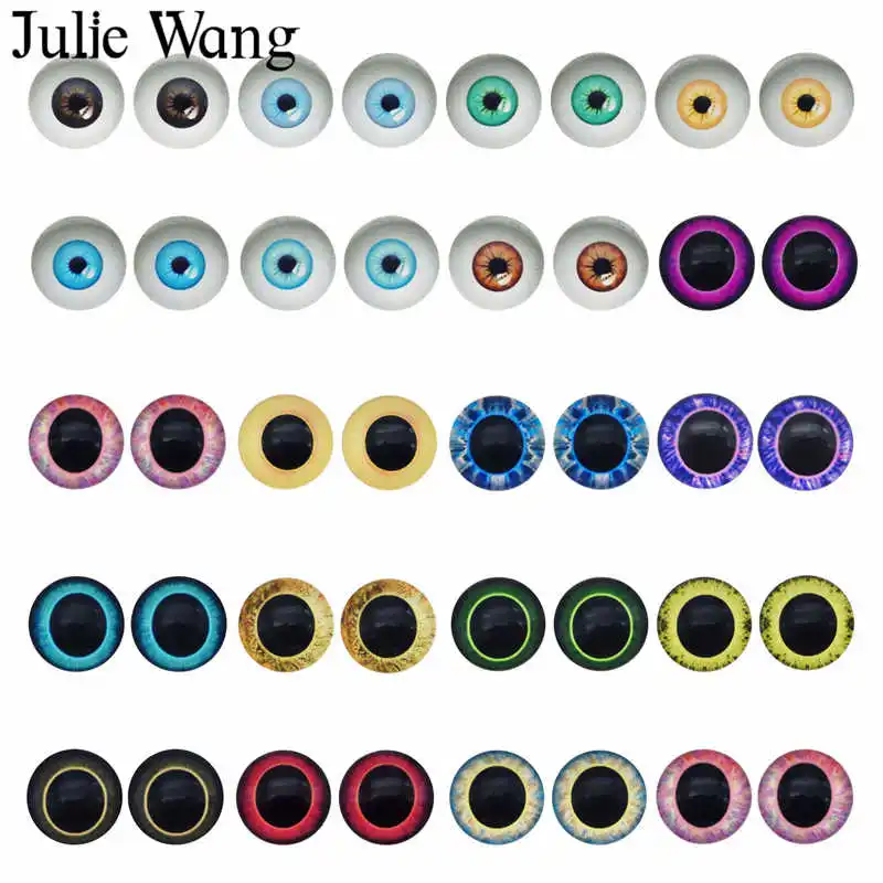 Julie Wang  6-30mm In Pairs Dragon Eyes Cabochons Flatback Round Pupil Glass Human Doll Eyes Round Jewelry Making Accessory