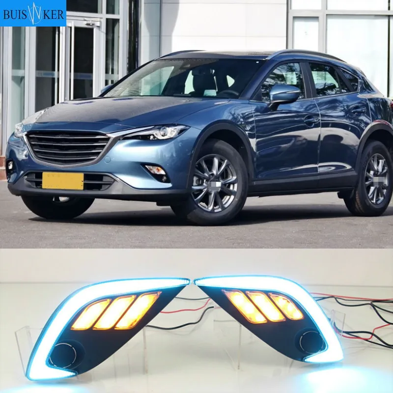 

1 set For Mazda CX-4 CX 4 CX4 2016 2017 LED DRL Daytime Running Light Fog Daylight yellow Signal lamp car-Styling