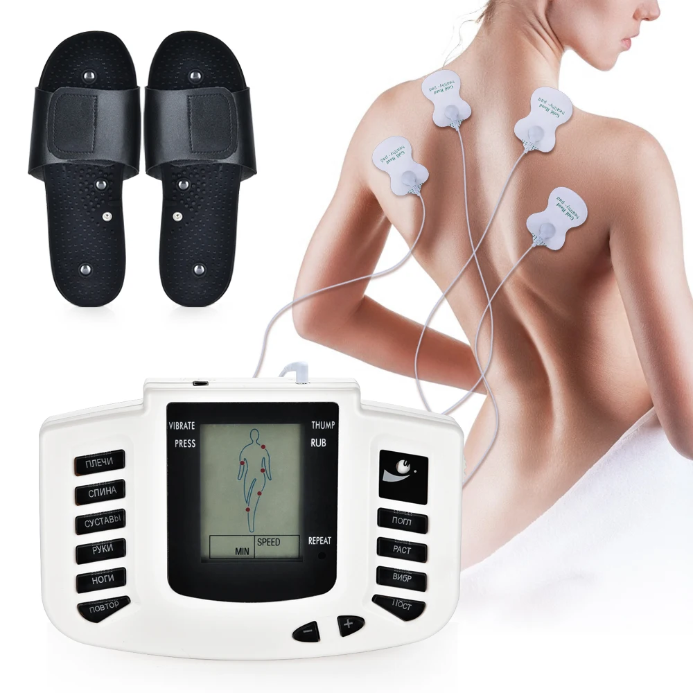 Panel ruso JR309 EMS Estimulador muscular de pulso Tens acupuntura masajeador adelgazante electroestimulador de terapia Digital 16 almohadillas