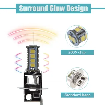 1/2 個 H3 LED 車燈霧燈日行燈汽車燈泡 18SMD 2835 超亮手電筒自行車頭燈 6V 直流 6 伏 8 最佳銷售 6V H3 LED - №2