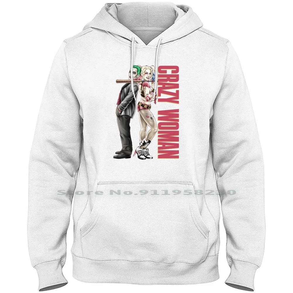 Crazy Woman Men Women Hoodie Sweater 6XL Big Size Cotton Villain Knight Comics Squad Night Joker Crazy Quad Oman Ra Om Cs