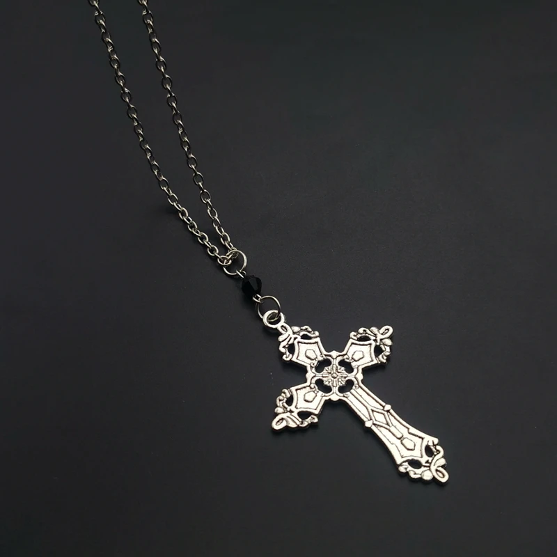 Christ Baroque Cross Pendant Necklace Women Men Gift  Vintage 90s Long Chain Punk Jewelry Accessories Choker Gothic Wholesale