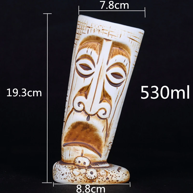 

530ml Tilt Body Skull Cup Hawaii Ceramic Tiki Mug Creative Porcelain Beer Wine Mug Cup Bar Tool