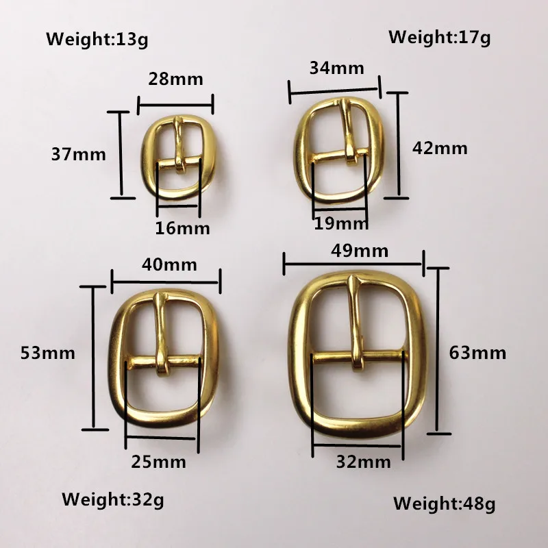 Leathercraft Handbag Hardware Solid Brass Center Bar Men Belt Buckle BOR Color 16mm 19mm 25mm 32mm Size Metal Buckle Accessories