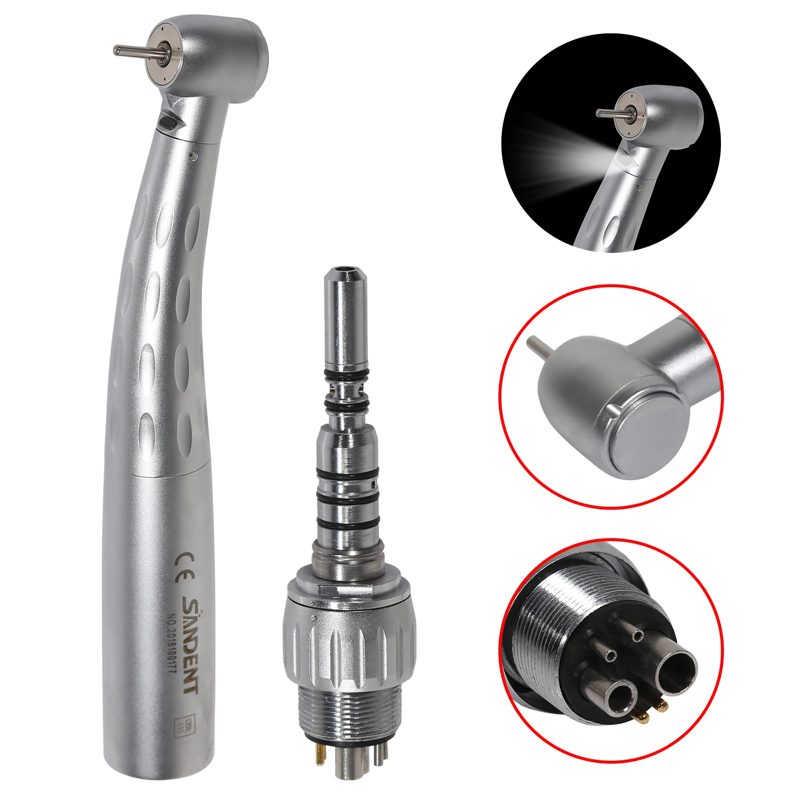 

1-10Pcs Dental Torque Fiber Optic High Speed Handpiece Triple Water Port Spray Turbine fit KAVO + 6 Hole LED Quick Coupler