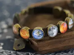 Planet Bracelet, Space Bracelet, Leather Planet Bracelet, Solar System Bracelet, Space Jewelry, Planet Jewelry, Galaxy Bracelet