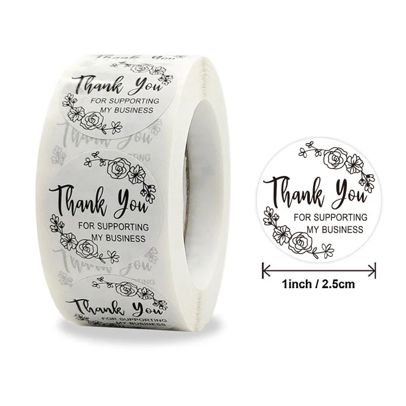 Thank You For Supporting My Business Stickers 25mm Thank You Labels Gift Packaging Sealing Stickers For Wedding Party