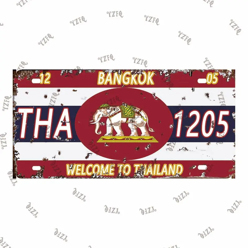 6x12imch Vintage Thailand Travel Poster Plaque Sign Metal Plate Souvenir  Wall Art Shop Restaurant Craft Home Decor DC-0314A