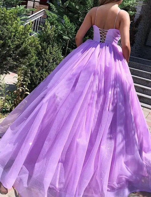 CloverBridal 2021 Spalline Spaghetti Tulle Lilla abiti da quinceañera Nastri Indietro плаukanя для kualesри przрихара Quinceanera DressWQ9852