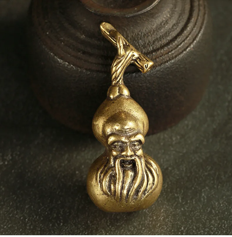 Antique Brass Chinese mythological mascot gourd Canopus Key chain Pendant ornament Miniature Keychain Pendant a0297