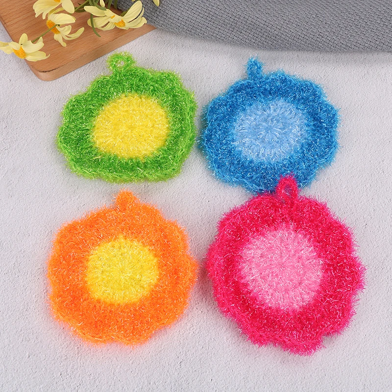 1pc Scrubber Sponge Dishcloth flower Kitchen Washing Cleaning Towel Dish Rags Wipe