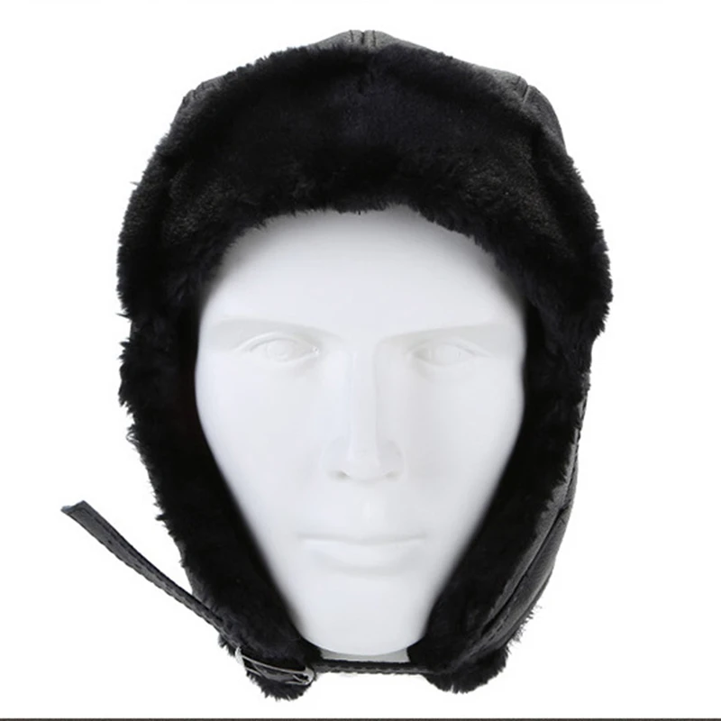 Exclusive 2024 Winter Man Genuine Real Leather Faux Fur Pilot Flight Caps Male Black Warm Unique Windproof Motorcycle Helmet Hat