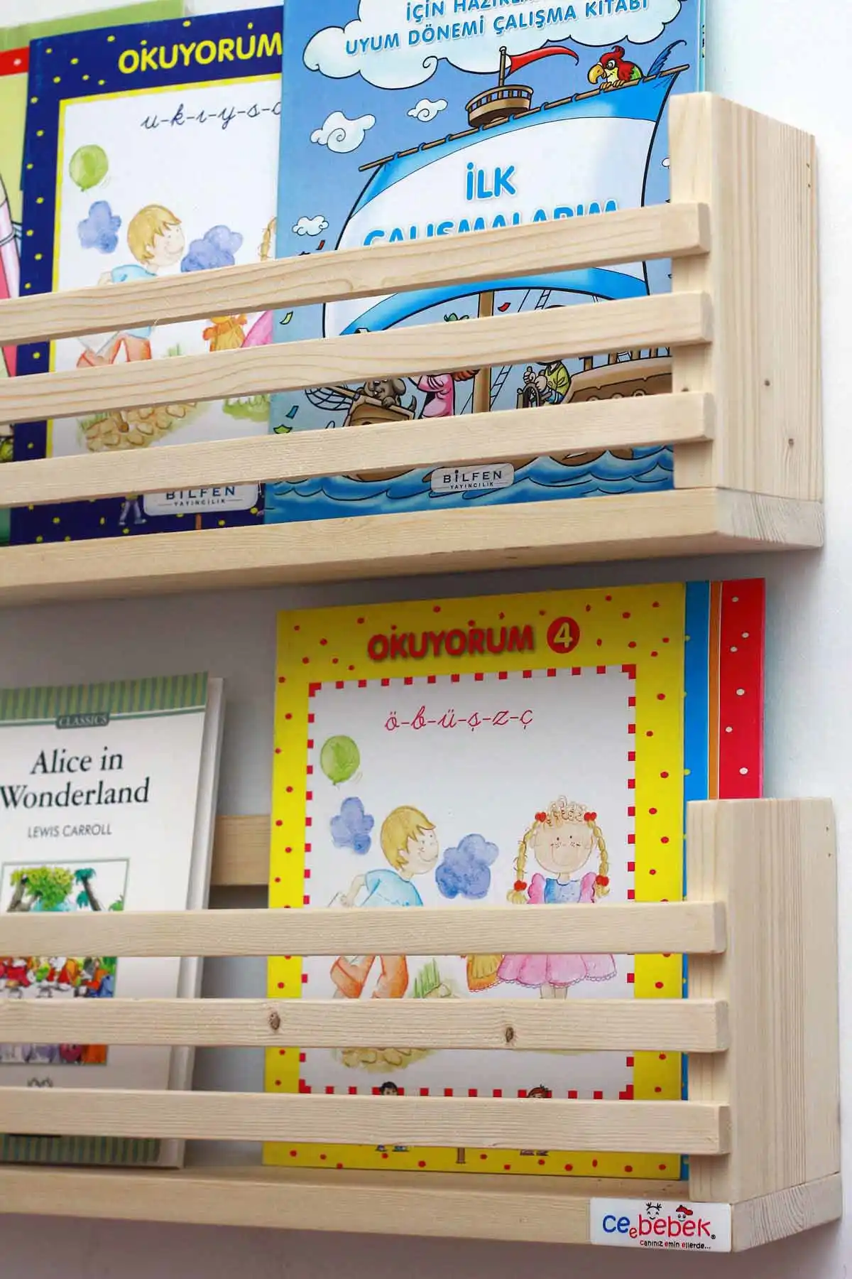 2 pcs Wooden Baby Kids Room Wall Rack Bookshelf Educational Montessori Shelf Newspaper Rack Magazine rack