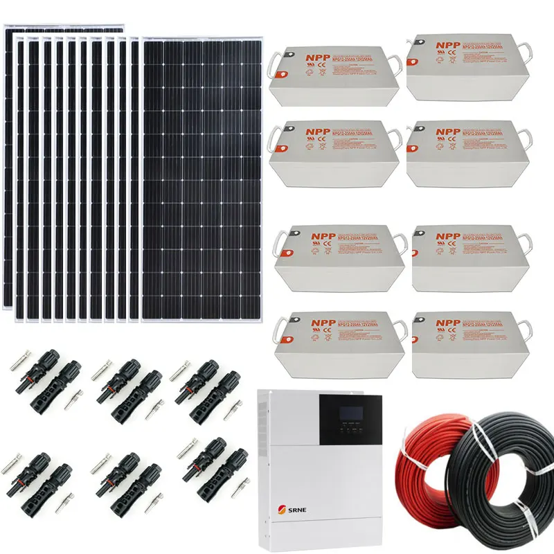 Solar Panel Kit Complete With Lead Acid Battery 5KW 220v 120V Solar Light System Off Grid For Home Farm Air Conditioner Heater