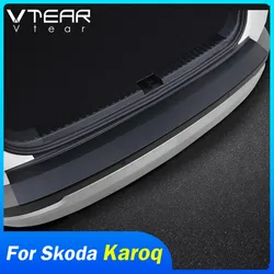 Vtear Car Rear Bumper Trunk Guard Plate Sticker For Skoda Karoq Car-Styling Protector Case Cover Accessories Auto 2022 2023 2024