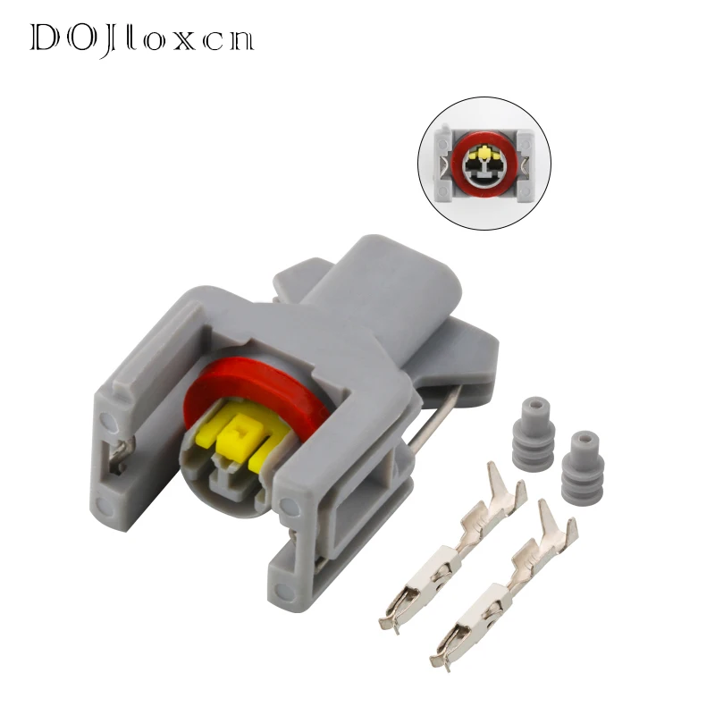 1/5/10/20/50 Sets 2 Pin Delphi 1.5 MM Waterproof Automotive Grey Connector Fuel Diesel Injector Fuel Rail Plug T15 240PC024S8014