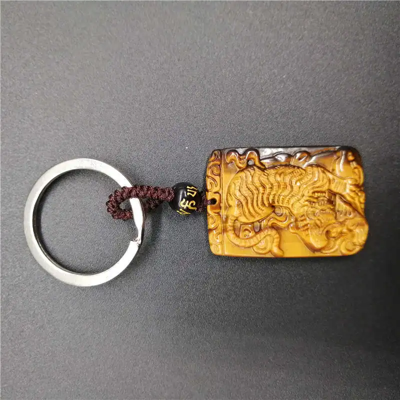Natural tiger eye pseudocrocidolite tiger KeyChain Men crystal KeyChain lucky accessories transhipped KeyChain 3