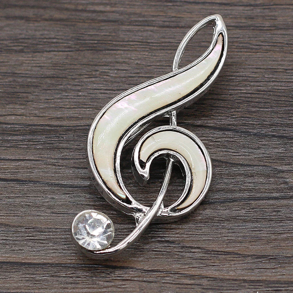 Hot Selling Natural Fashion Shell Musical Note-shaped Shell White Shell Abalone Shell Brooch DIY Jewelry Accessories 23x5mm5mm