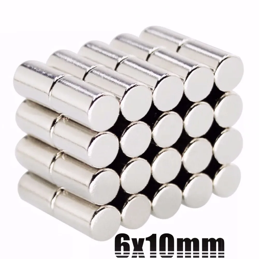 10~500PCS 6x10 Search Minor strong Magnet 6mm x 10mm Bulk Small Round Magnet 6x10mm Neodymium Magnet Disc 6*10 electro magnetics