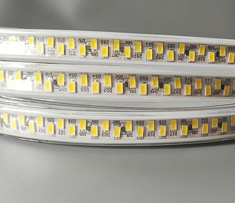 

50m/lot 180leds/m Double Row AC110V 220V SMD 5730 Fita Rgb LED Strip Warm White LED Flexible Tape Light IP67 Power Plug