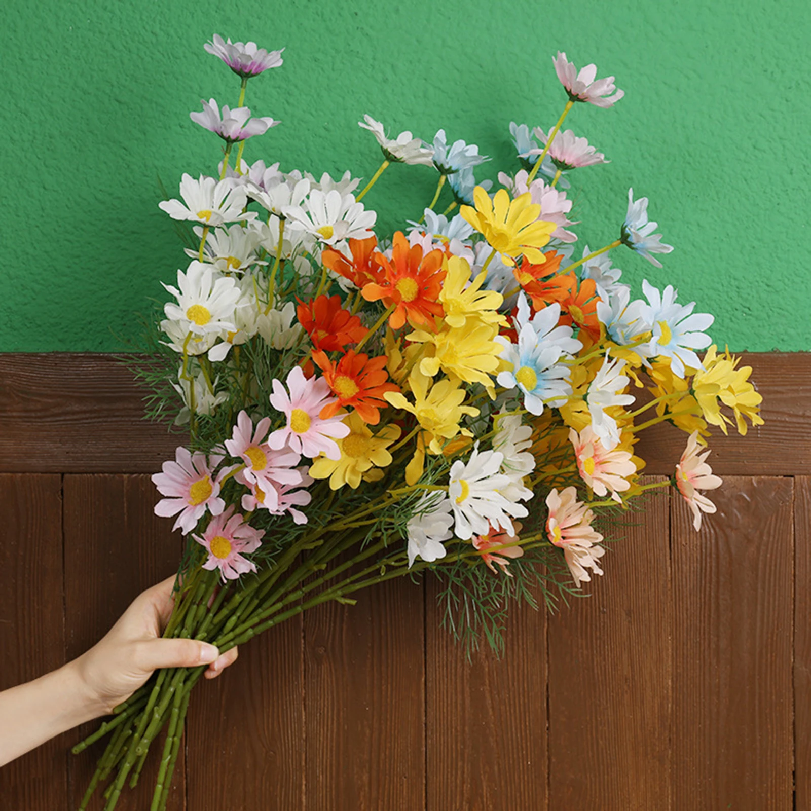 Artificial Daisy Wedding Bridal Bouquet Home Decor Silk Small Daisy Fake Flowers White Yellow Purple Simulation Flowers