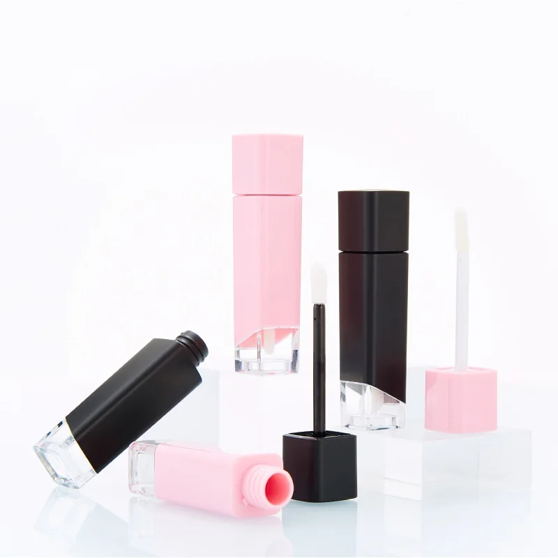 

30/50Pcs 4ml Square Lip Gloss Wand Tube Plastic Cosmetic Containers filling Bottle Black/Pink Cap Empty Lip Gloss Container