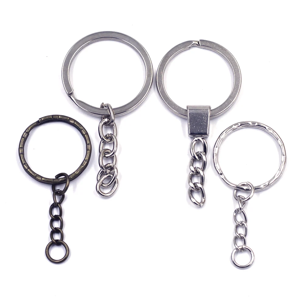

10Pcs Key Chains Holder Keyfob Split Ring Blank Classic Alloy Silver Bronze Tone