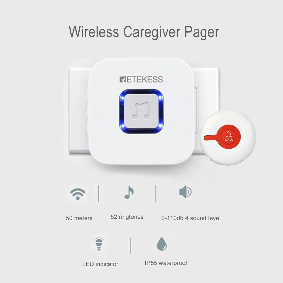 Retekess-Wireless Medical Calling System, Pager, Call Button Receiver, Enfermeira Call, Alerta Paciente, Sistema de Ajuda para Home Care, Hospital