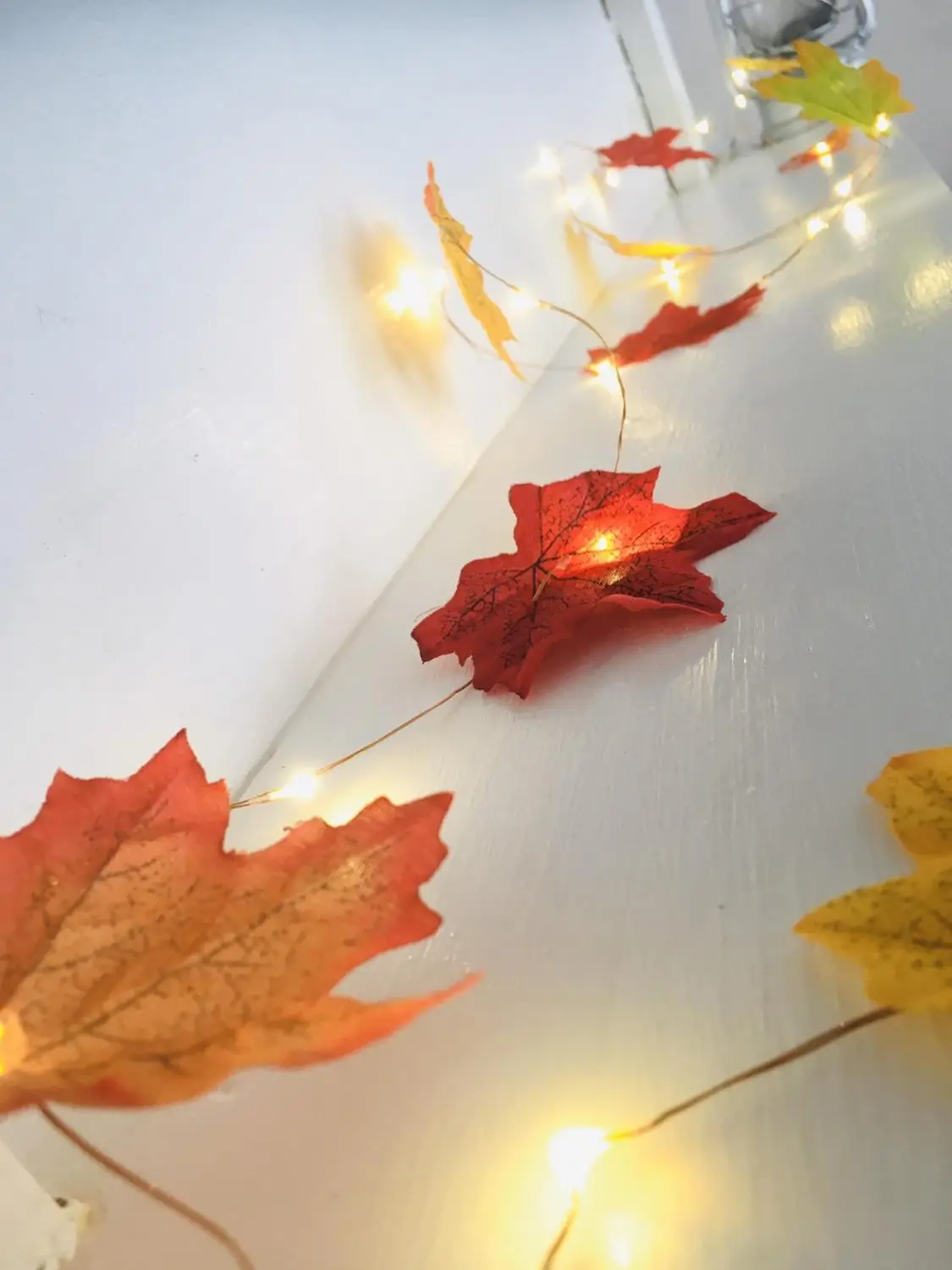 Maple leaf garland Fairy Lights Autumn Decor Centerpiece Leaves Fall Decor Halloween Decor  garland  string lights