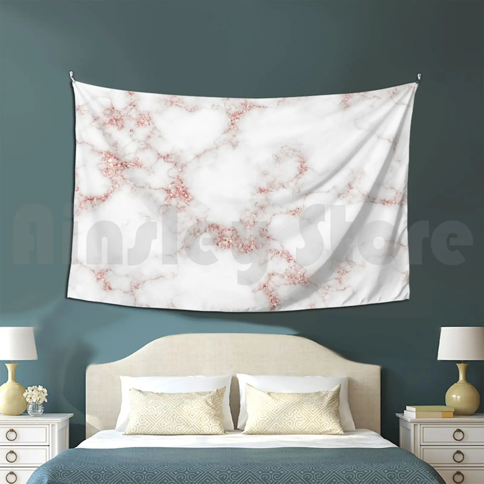 Tapestry Golden Glitter Pink Marble 3230 Marble Cute Pink White Funny Girly Pastel Pattern