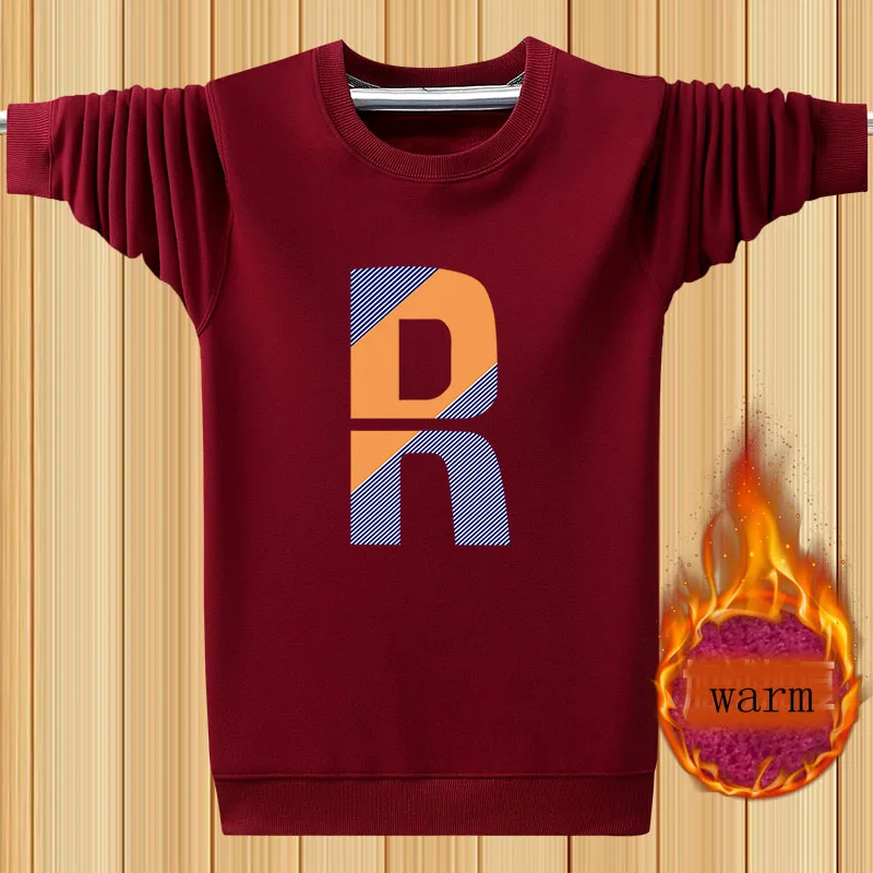 Men Sweatshirts Plus Velvet To Keep Warm 2021 New Arrival Winter Casual Male Pullover Letter Korean Style Plus Size 4XL 5XL H31