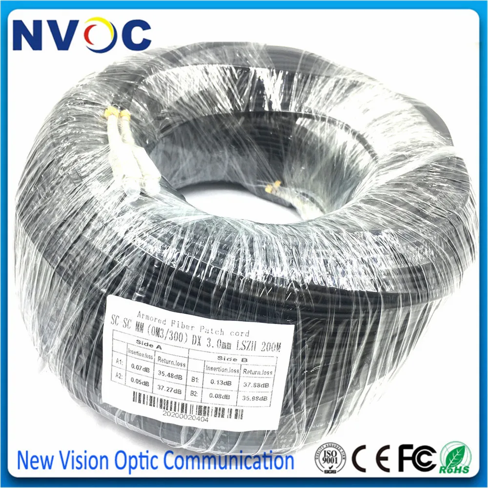 Imagem -03 - Núcleos 50 125 Refletores Jaqueta Preta Lszh 3.0 mm sc Refletor st fc 100 150 200m Fibras 2c Cabo de Remendo de Fibra Blindada sem Carretel mm