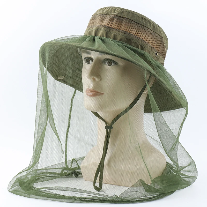 CAMOLAND Anti Mosquito Bug Bee Insect Mesh Hat Women Men Summer UPF50+ Sun Hat Outdoor Camping Fishing Face Mesh Net Caps