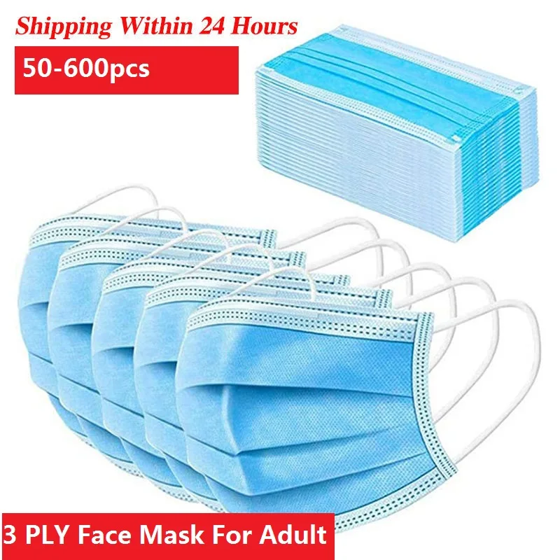 

50/600pcs Disposable Medical Mask Non Wove 3 layers ply safe Breathable mask Surgical face Mask Filter Anti-Dust mask mascarilla