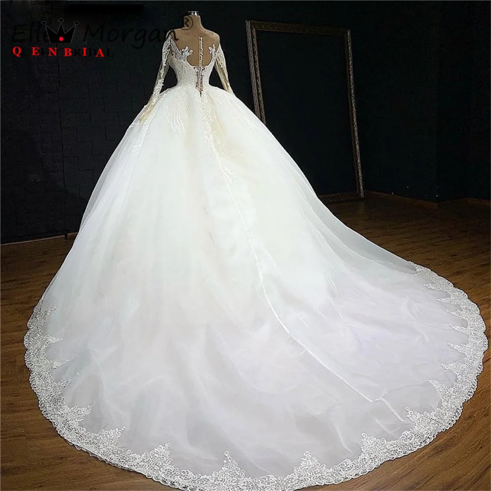 Robe de Rhà manches longues, jupe bouffante, robes de mariée en tulle, dentelle, perles de cristal, robe formelle pour patients, sur mesure, DS158, nouveau, 2023