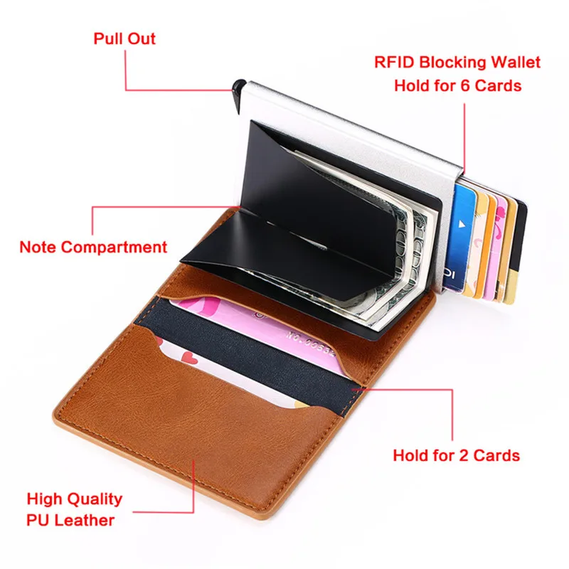 Custom Card Holder Men Wallets Rfid Black Carbon Fiber Leather Minimalist Wallet Men Woman Gifts Personalized Carteira Masculina