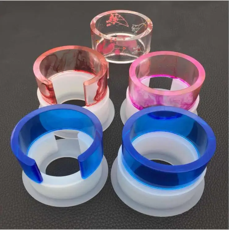 Transparent Silicone Oval Shaped Bracelet Mould For Epoxy Resin Real Flower DIY Mold Open Design Bangle Mould resin molds