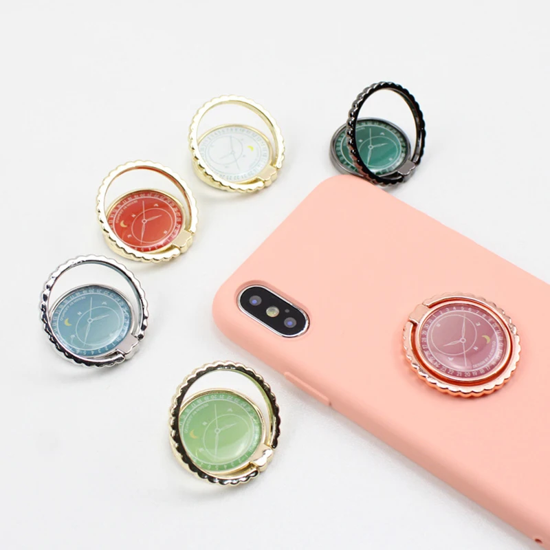 Metal Clock Pattern Mobile Phone Ring Holder Magnetic Car Bracket Tablet Stent Watch Pattern Support Phone Stand for iphone XS