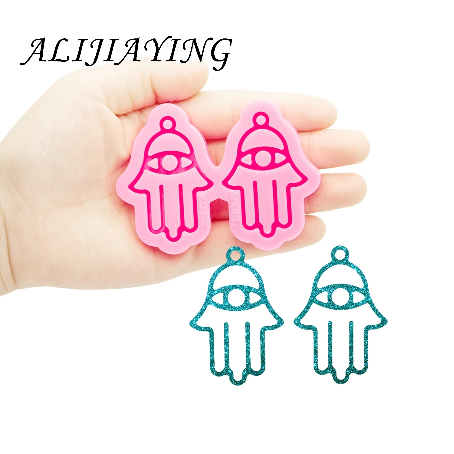 Shine Inside Resin Mold Hamsa Hand Earrings Silicone Moulds DIY for Epoxy Resin Jewellery Making DY0634