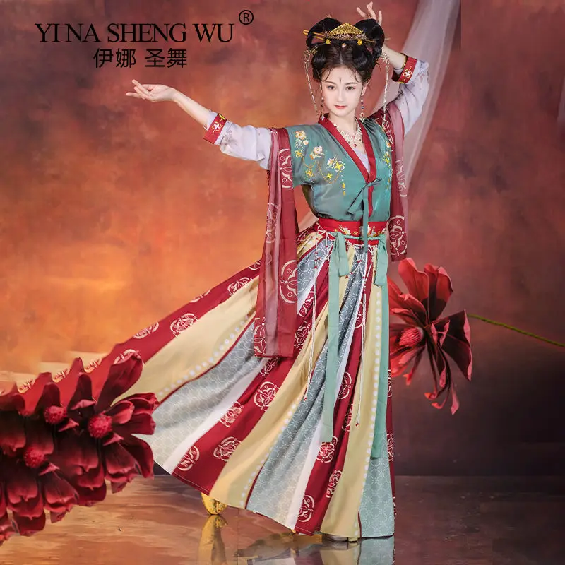 Chinese National Folk Dance Adult Costume Women Traditional Hanfu Clothes Female Oriental Outfit Tang Dynasty Cosplay Clothing