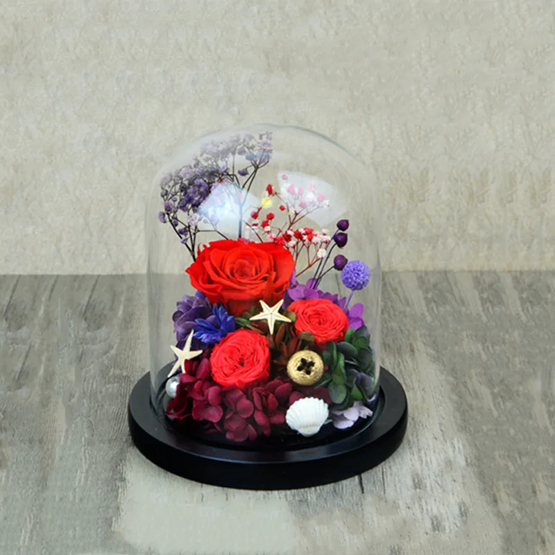 4sets/pack 10*12cm Small Size Glass Dome Vase Home Decoration Black Base Transparent Cover DIY Friend Favor Gift Wedding Prop