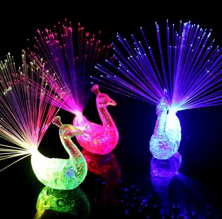 1000 Uds Luz Para Dedo Con Pavo Real Colorido Led De Luz-anillos Gadgets Para Fiesta Juguete Inteligente Para Nios Regalos