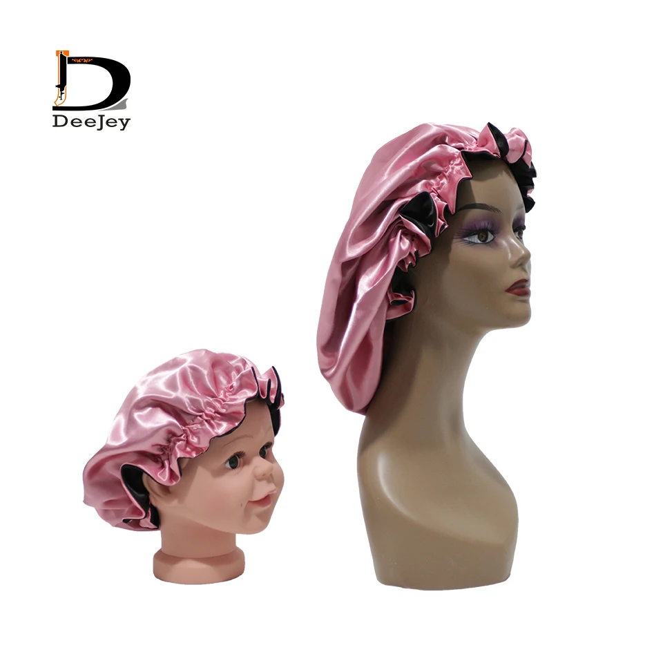 customized design mother and me double layer satin silk sleeping bonnet revisible cap bonnet