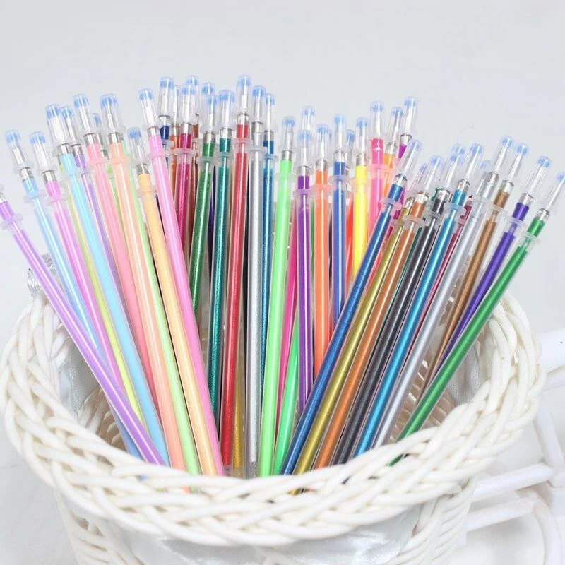 100pcs Colored Gel Pen Refill Rod Multi Colored Painting Gel Ink Pens Refills for Drawing Graffiti School Stationery